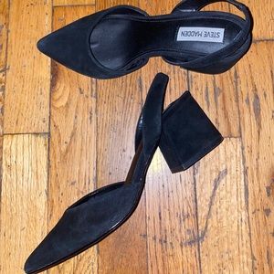 Steve Madden Black Suede Block Heels sz 7